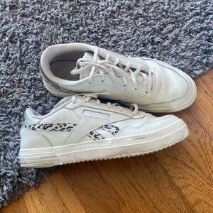 Reebok Classic Club Memt Bold Womens Sneakers White Leopard Animal Print Size 10